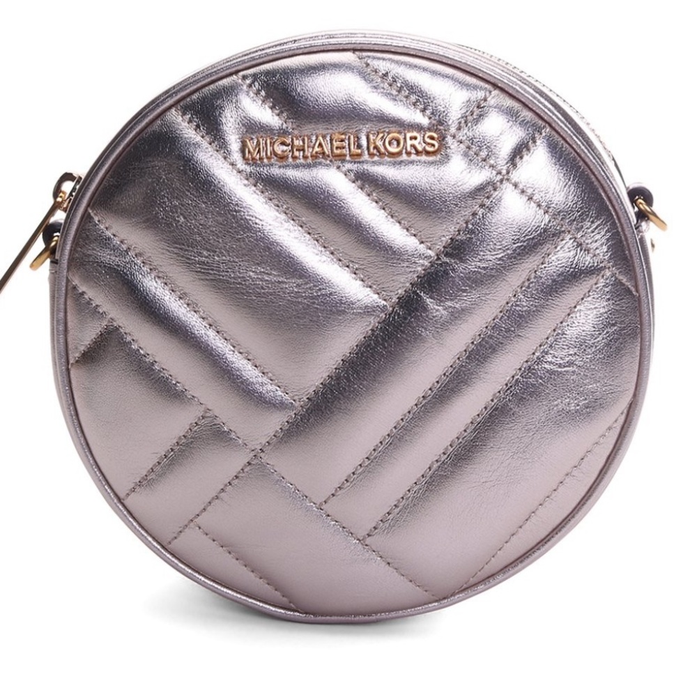 Michael Kors round metallic Vivian Canteen crossbody bag. NWT